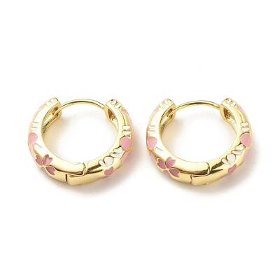Flower Enamel Hoop Earrings