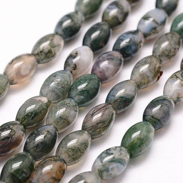 Natural Moss Agate Beads Strands