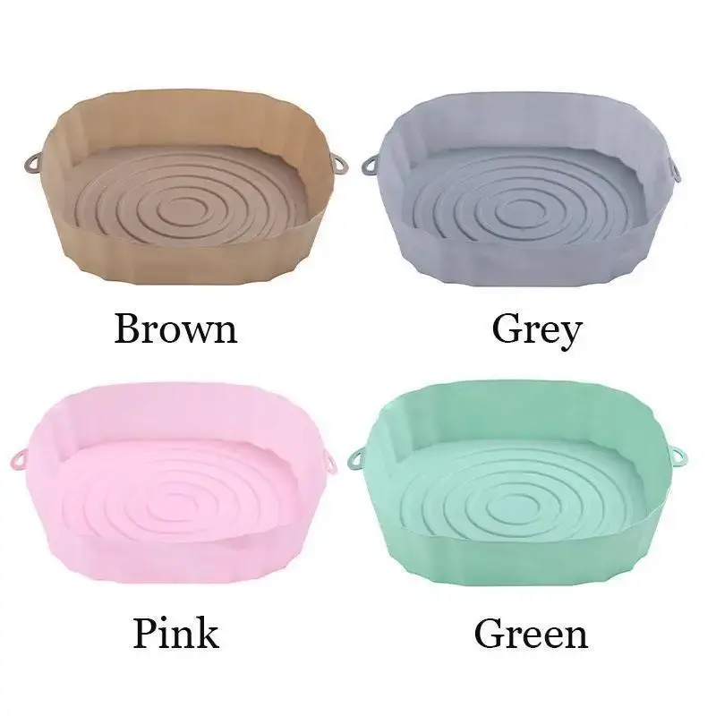 Silicone Air Fryer Liner, 2 Counts Reusable Non-stick Baking Pan, Air Fryer Accessories for Oven, Microwave, Kitchen Accessor...