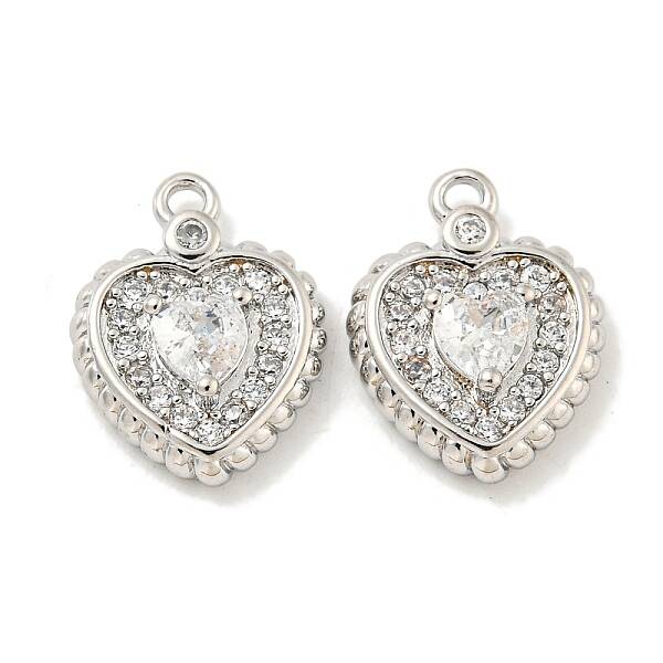 Brass Micro Pave Clear Cubic Zirconia Pendants
