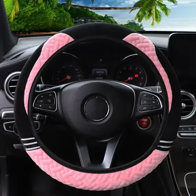 Cute Little Monster Design Car Steering Wheel Cover, Non-slip Soft Plush Car Steering Wheel Protector For Women, Car Interior...