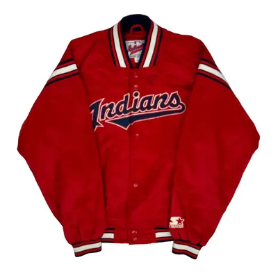 Cleveland Indians Starter Mlb Varsity Jacket - Large Red Nylon