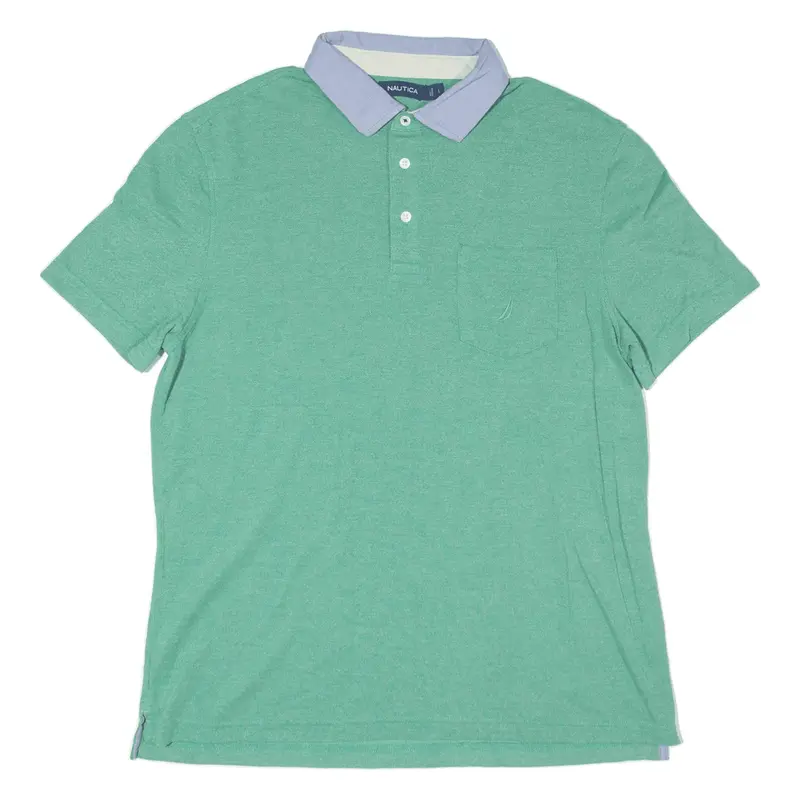 NAUTICA Polo Shirt Green Short Sleeve Mens L