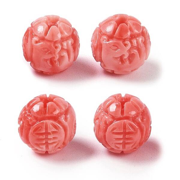 Synthetic Shell Dyed Carved Beads