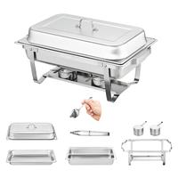 VEVOR Chafing Dish Buffet Set, 8 Qt 4 Pack, Stainless Chafer with 4 Full Size Pans, Rectangle Catering Warmer Server with Lid...