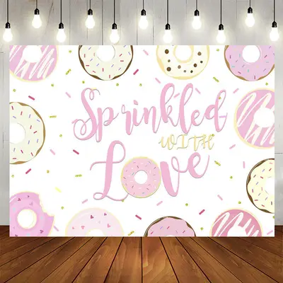 Aperturee Sprinkled With Love Sweet Donut Birthday Backdrop