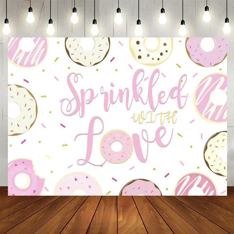 Aperturee Sprinkled With Love Sweet Donut Birthday Backdrop
