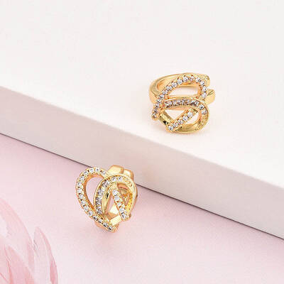 Brass Micro Pave Clear Cubic Zirconia Cuff Earrings