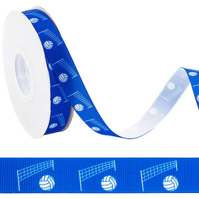 25 Yards Sport Ball Theme Printed Polyester Grosgrain Ribbon