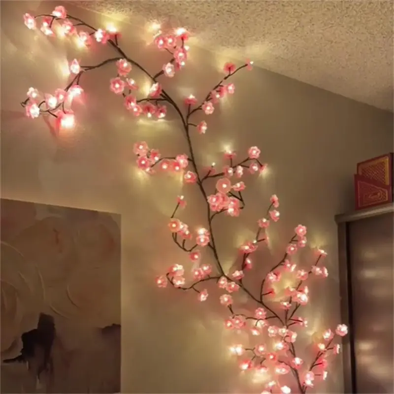 Cherry Blossom Branch Shaped LED Lights, USB Powered Creative DIY Holiday Vine Light, Suitable for Living Room, Bedroom Wall ...