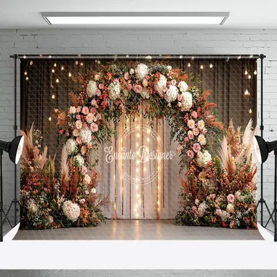 Aperturee Elegant Floral Arch Light Wedding Photo Backdrop - Aperturee