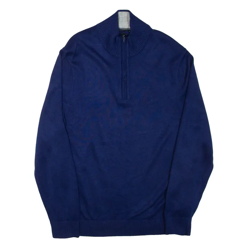 NAUTICA Mens Jumper Blue 1/4 Zip Tight Knit L