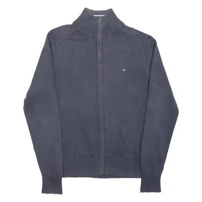 TOMMY HILFIGER Mens Jumper Blue High Neck Tight Knit S