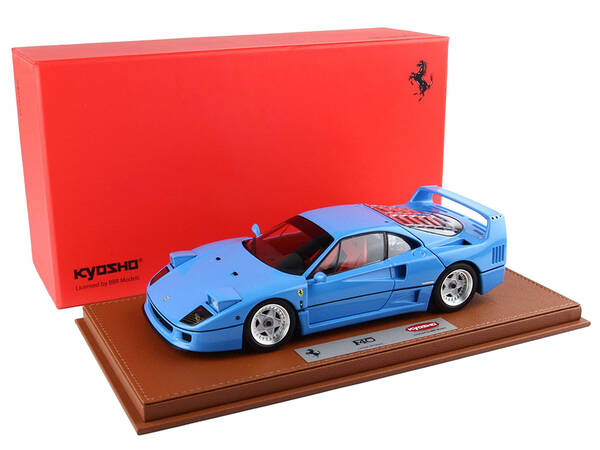 Ferrari F40 Light Blue with Silver Rims with DISPLAY CASE Limited Edition to 54 pieces Worldwide 1/18 Diecast Model Car by BB...