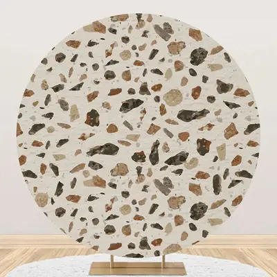 Marble Texture Terrazzo Round Backdrop For Birthday - Aperturee