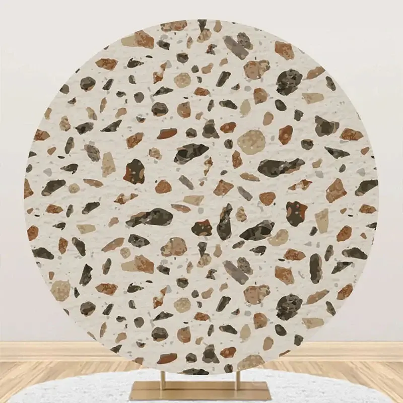 Marble Texture Terrazzo Round Backdrop For Birthday - Aperturee