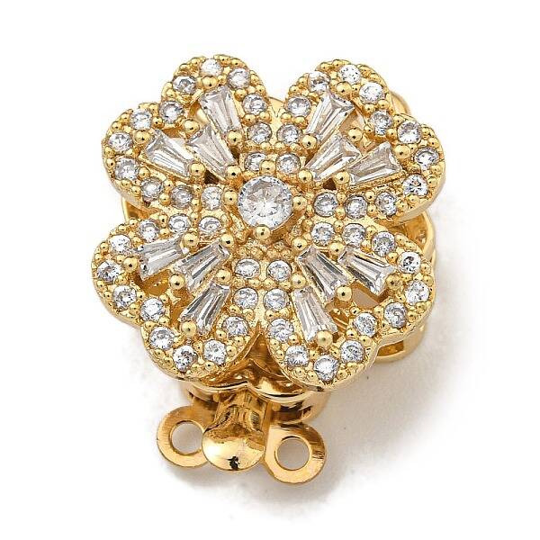 Brass Micro Pave Clear Cubic Zirconia Box Clasps