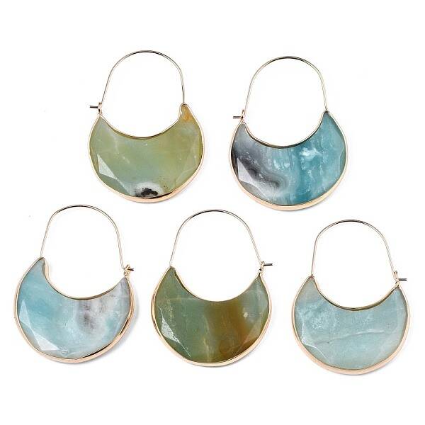 Moon Shape Dyed Natural Amazonite Hoop Earrings for Girl Women