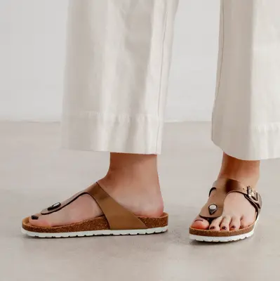 Malaga Vegan Leather Cork Sandal - Metallic Copper | Select Size: 8 US (39EU) | Color: Metallic Copper