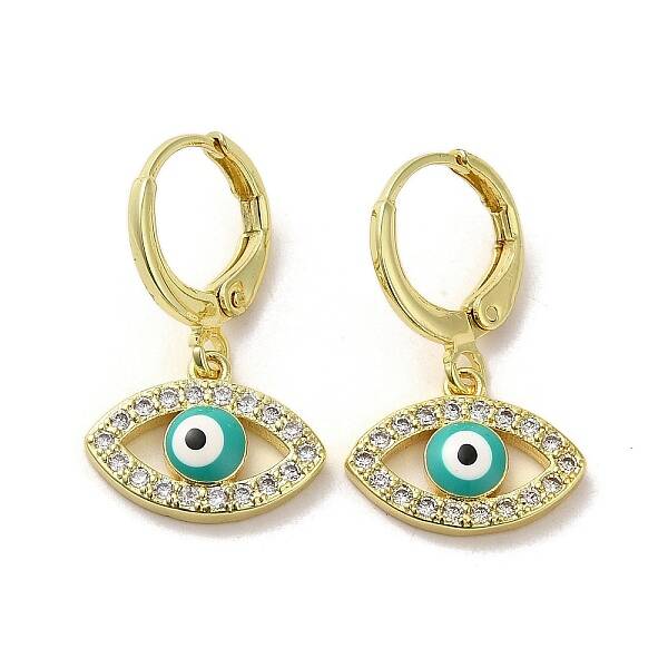 Horse Eye Real 18K Gold Plated Brass Dangle Leverback Earrings