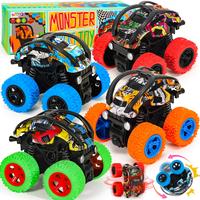 Monster Truck Toys Cars, 4 Pack Race Cars Party Favors Push and Go Flip Stunt Pull Back Cars, Classroom Prizes Christmas Good...