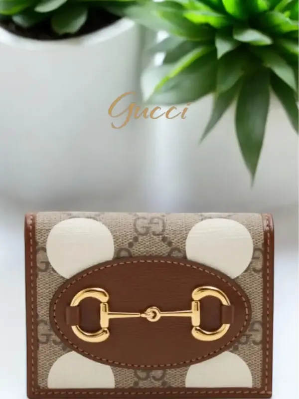 Pre-owned GUCCI Leather Wallet GG Supreme Monogram Geometric Horsebit 1955 Card Case Wallet
