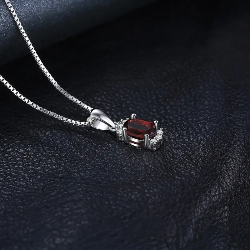 Elegant Oval Red Natural Garnet Pendant, Crafted in 925 Sterling Silver – A Stunning Fashion Statement for Women