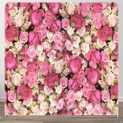 Aperturee White Pink Rose Fabric Backdrop Cover for Birthday - Aperturee