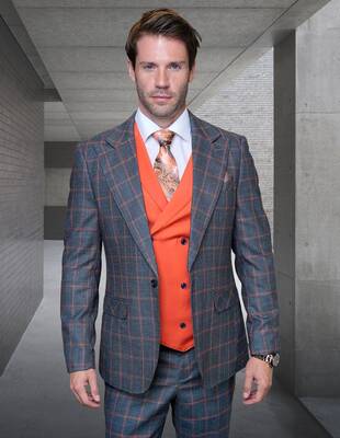 Men's 100% Wool 3 Piece Suit Vibrant Vest by Statement Sharp Tailoring Comfort Fit Award Winning Design
