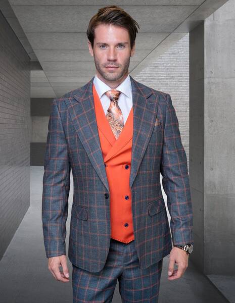 Men's 100% Wool 3 Piece Suit Vibrant Vest by Statement Sharp Tailoring Comfort Fit Award Winning Design