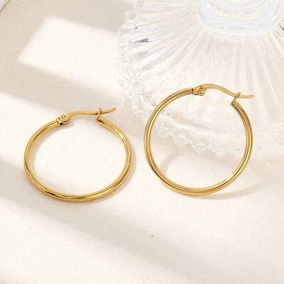 PVD Vacuum Plating 201 Stainless Steel Hoop Earrings for Women