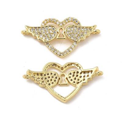 Brass Micro Pave Clear Cubic Zirconia Connector Charms