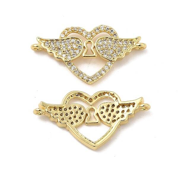 Brass Micro Pave Clear Cubic Zirconia Connector Charms