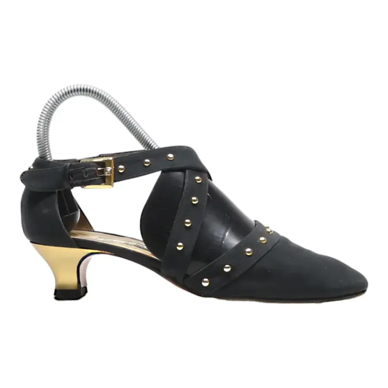 BALDININI Kitten Heels Black Leather Womens UK 3