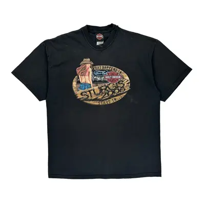 Made In Usa Sturgis Black Hills Rally 2006 Harley Davidson Graphic T-Shirt - XL Black Cotton