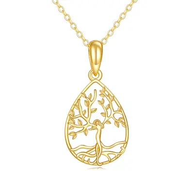 14K Gold Tree Of Life Pendant Necklace