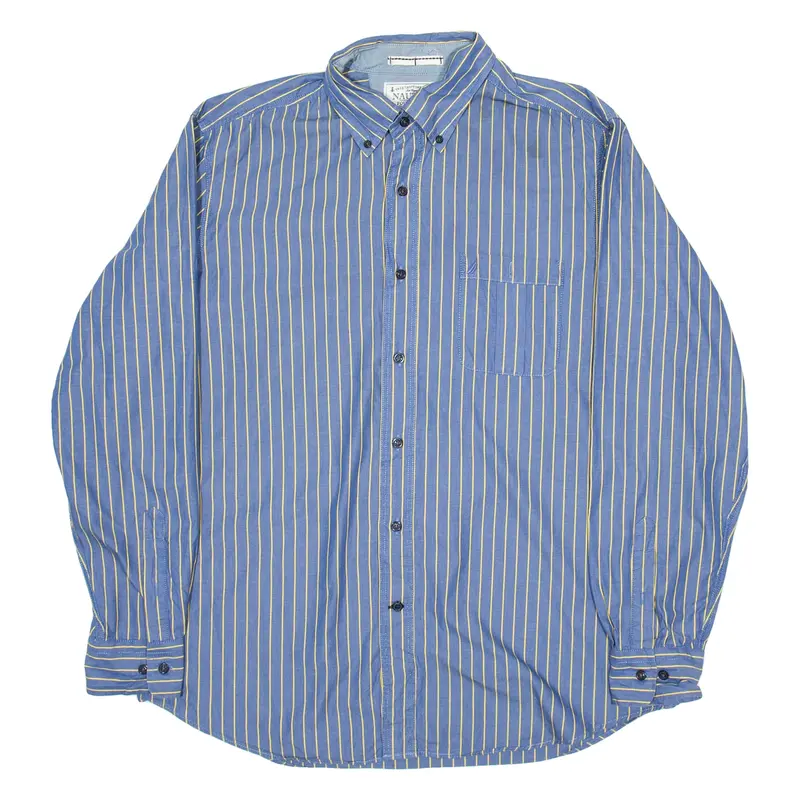 NAUTICA Mens Shirt Blue Striped Long Sleeve L