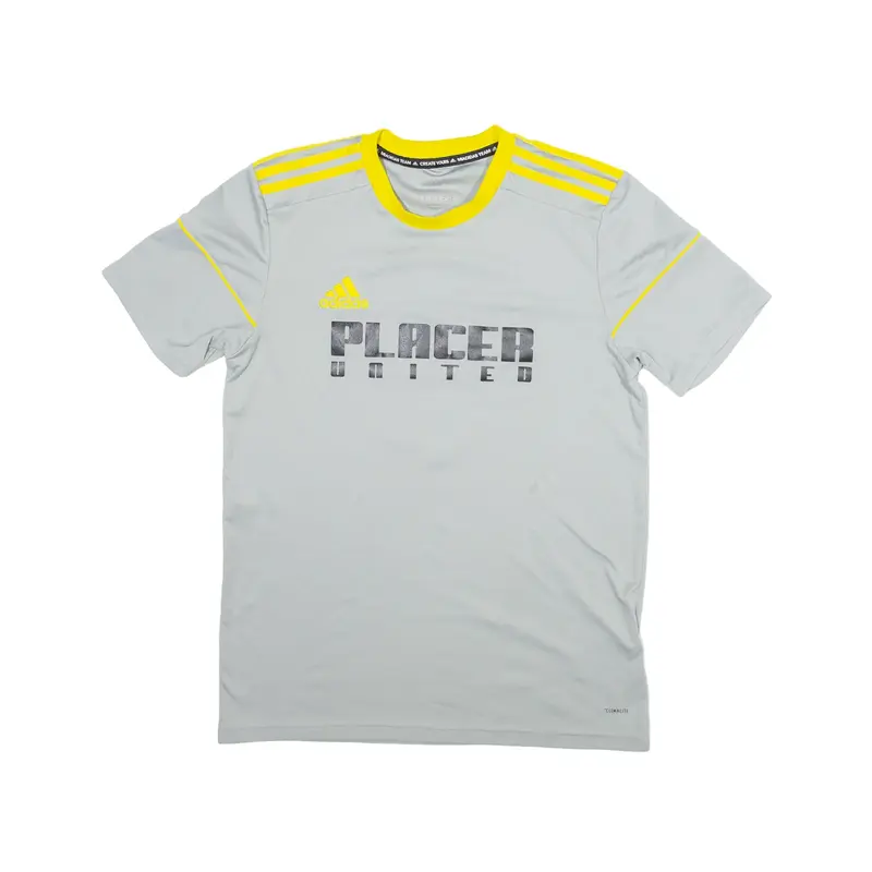 ADIDAS Placer United ClimaLite T-Shirt Grey Short Sleeve Mens S