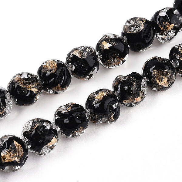 Handmade Gold Foil Glass Beads Strands