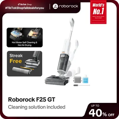 Roborock F25 GT Wet Dry Vacuum Cleaner, Hot Air Drying & Hot Water Self Cleaning, with 20000Pa, Edge Cleaning, Wet Mop Cleane...