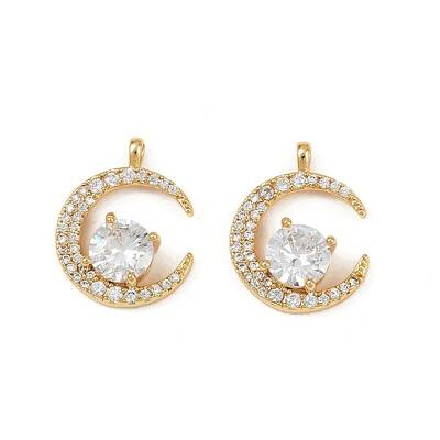 Brass Micro Pave Clear Cubic Zirconia Pendants