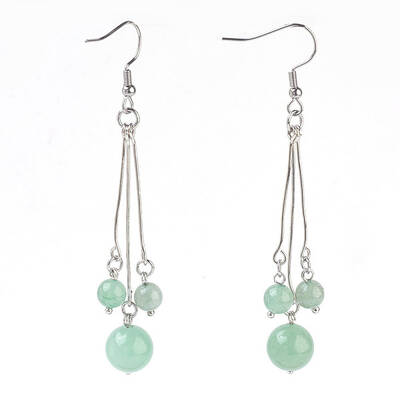 Natural Green Aventurine Dangle Earrings