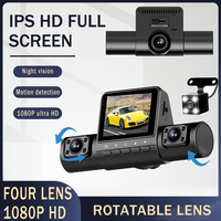 360° Dash Cam Front and Rear Inside, 4 Channel FHD 4 * 1080P, HD Night Vision Dual-Screen Car Dash Cam with 4 Lenses - Front...