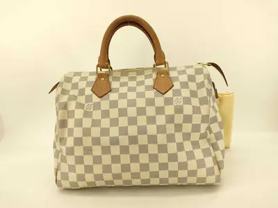 Pre-owned Louis Vuitton PVC Shoulder Bags N41370 Damier Azul Speedy 30 Damier Azure Boston Bag