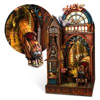 FUNPOLA LED 3D Puzzle Magic Station Book Nook Kit - Interactive 3D Wood Puzzle LED Magical Miniature with Infinite Extension ...