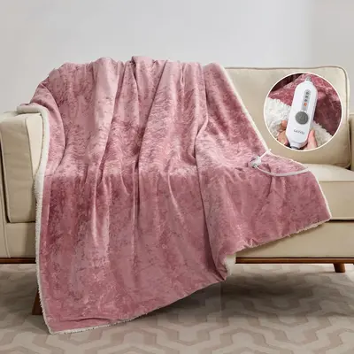 Garvee Pink Heated Throw Blanket, Electric Throw Blanket, Velvet Soft Fast Heating Blankets Throw, 4 Heat Levels & 4H Auto Of...