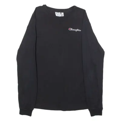 CHAMPION Mens T-Shirt Black Long Sleeve Crewneck M