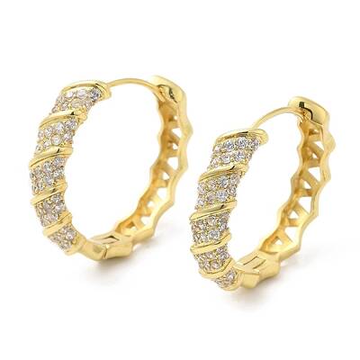 Rack Plating Brass Pave Cubic Zirconia Hoop Earrings for Women