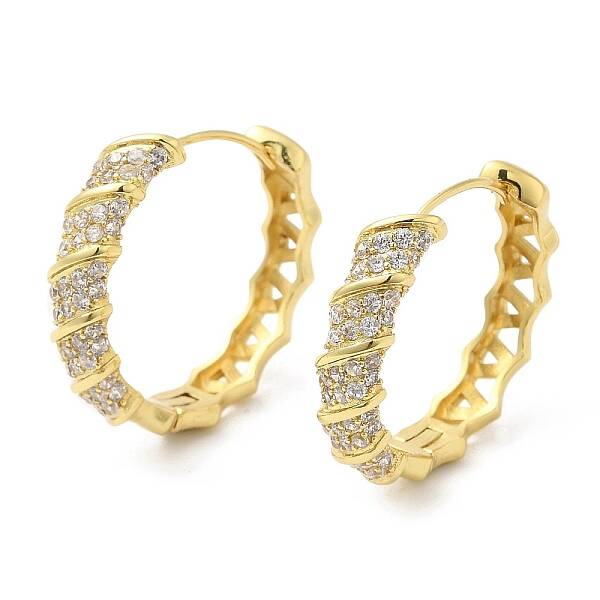 Rack Plating Brass Pave Cubic Zirconia Hoop Earrings for Women