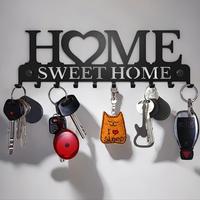 Home Sweet Home Letter Design Wall Mounted Key Holder, 1 Count Metal Key Hanger Hooks Rack, Home Decor Wall Organizer for Ent...